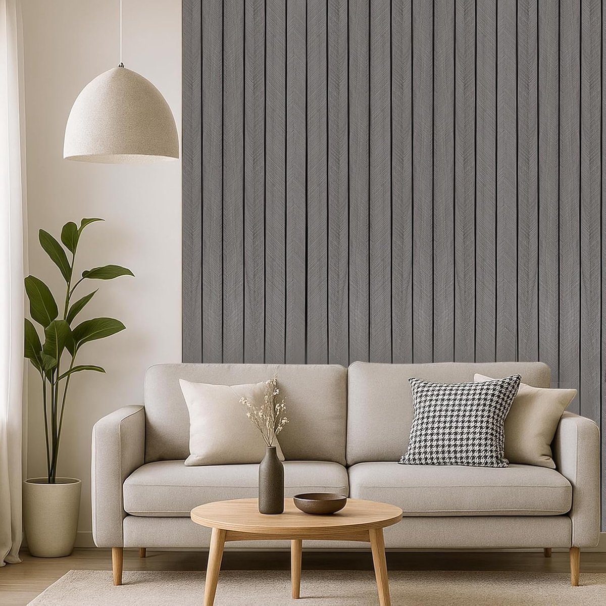 SnelShoppen - Akoestische Panelen Zelfklevend 300 x 40 cm 3D Houtlook Lijst Wand Plafond Geluidsdempende Wandpanelen Eenvoudige Montage voor Woonkamer