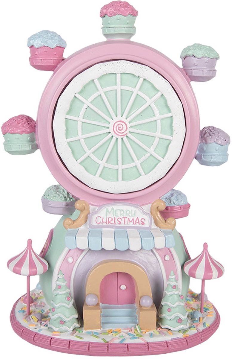 Clayre & Eef Kerstdecoratie Beeld Reuzenrad 23x17x31 cm Roze Kunststof