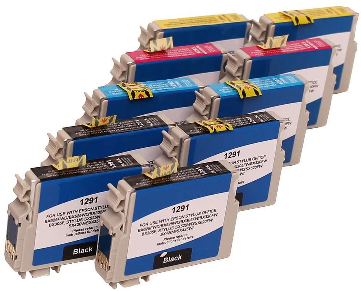 Epson T-128 - Inktcartridge Multipack 10-delig - 2x Zwart, 1x Cyaan, 5x Magenta, 1x Geel, 1x Oranje - Huismerk Compatible - Geschikt voor Epson BX320FW Epson BX525WD Epson BX535WD Epson BX625FWD Epson BX630FW Epson BX635FWD Epson BX925FWD Epson SX525
