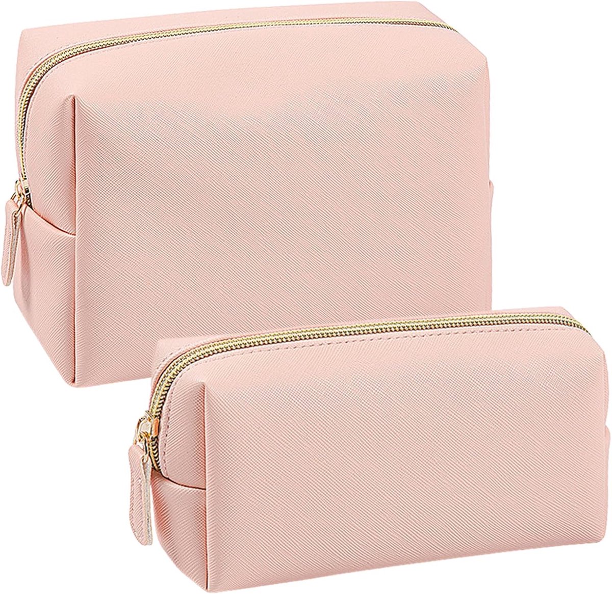Makeup tas set - grote en kleine leren toilettas - waterdicht - ideaal voor op reis - ShopVlot
