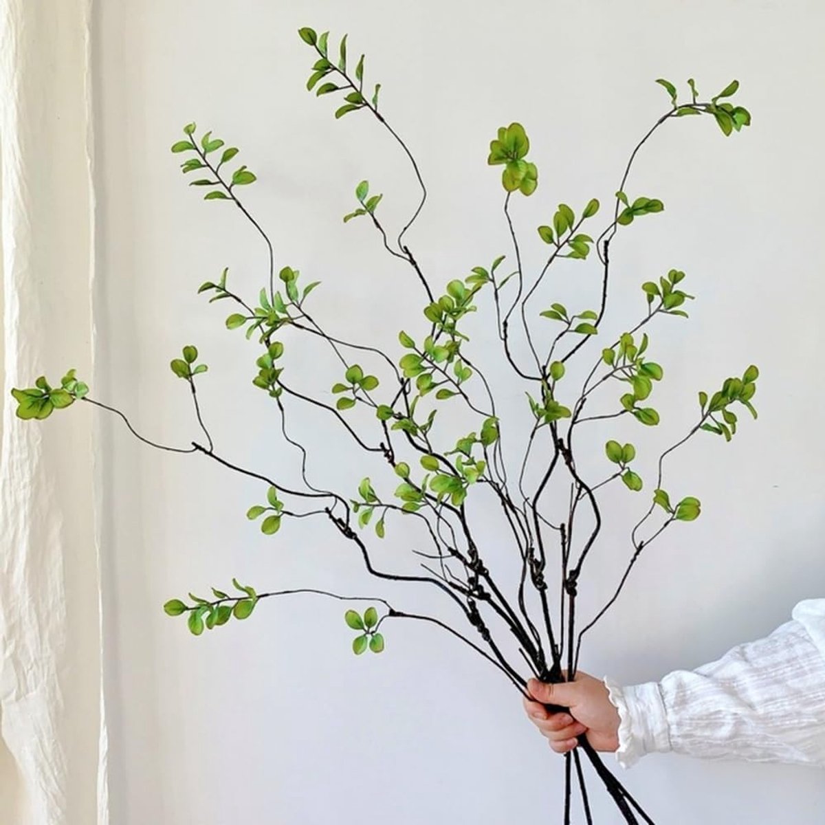 SnelShoppen - 90cm Kunstmatige Ficus Takken 5 Stuks, Herfst Nepproppen voor Vaasvulling, Thuisdecoratie, Tafelcentra, Tuinversiering (Groen)