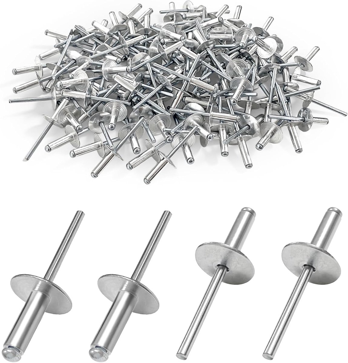 SnelShoppen - 120 stuks Blinde Popnagels, Zilveren Ronde Hoofd Nagels, Assortiment voor Huishoudelijke Apparaten, Motorvoertuigen en Mechanische Appar