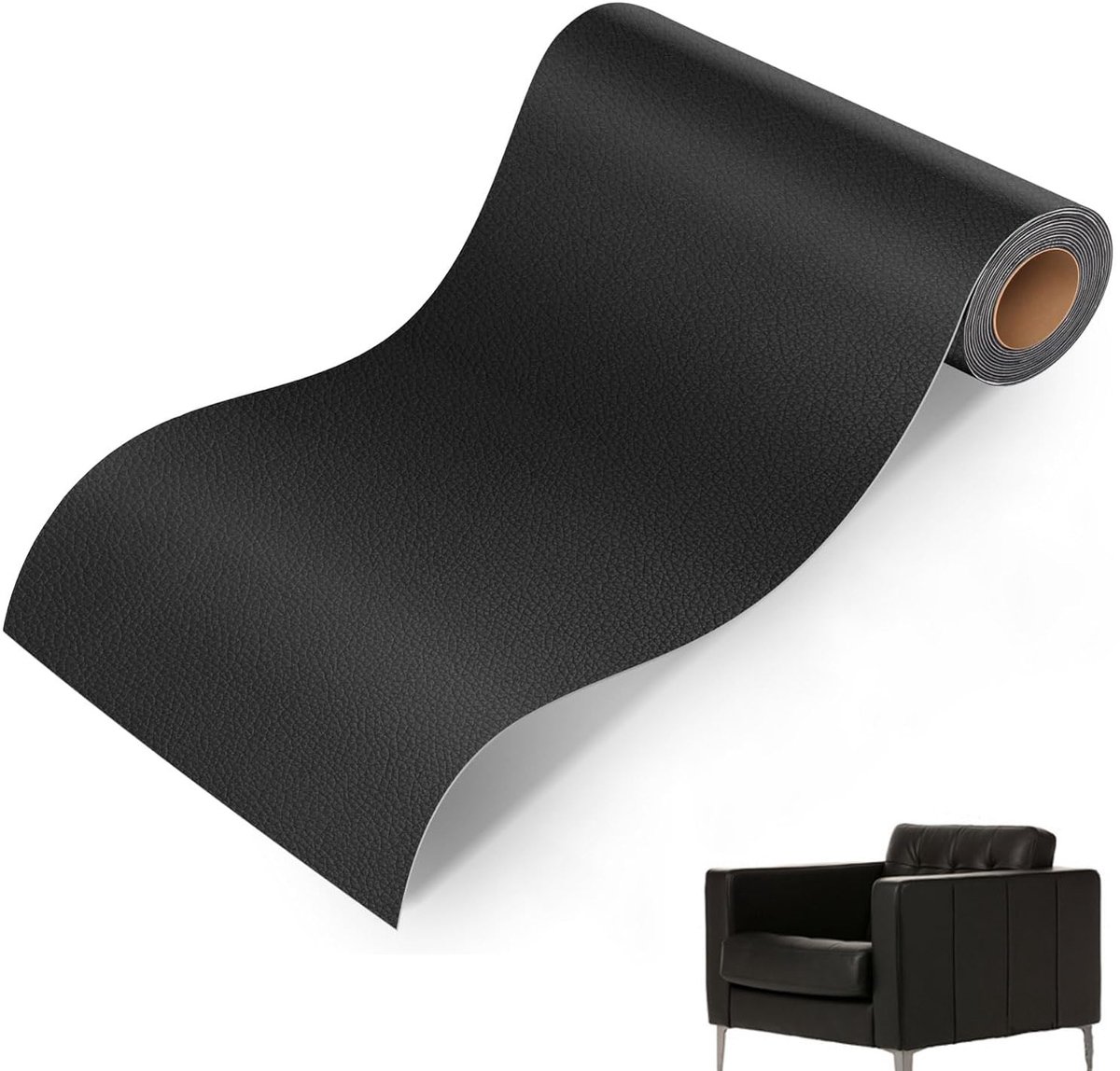 SnelShoppen - Leer Plakband 30 x 200 cm Zelfklevend voor Reparaties Faux Leer Plakband voor Banken, Autostoelen, Kantoorstoelen, Hoofdeinden (Zwart)