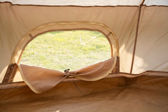Kegeltent 300 x 300 x 200 cm - Voor 3 Tot 4 Personen - Polyester - Beige - Met Ramen En Stove Jack — afbeelding 4