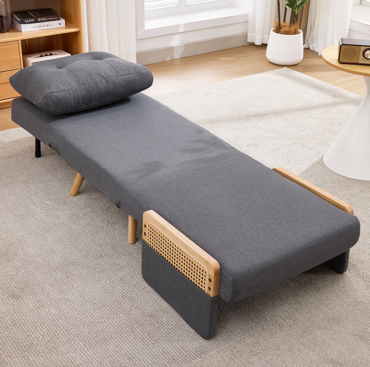 COVREO Relaxfauteuil 67,5x73x86,5 cm grijs, stof 5-voudig verstelbaar
