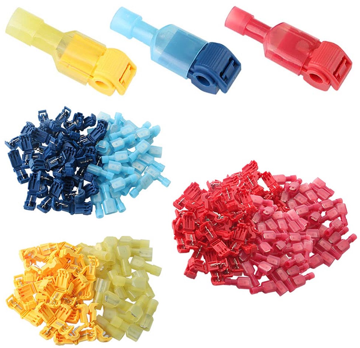 150pcs (75 Pair) Premium T-Tap Wire Connectors, T-Tap Electrical Connectors and Fully Insulated Male Spade Connectors - ShopVlot
