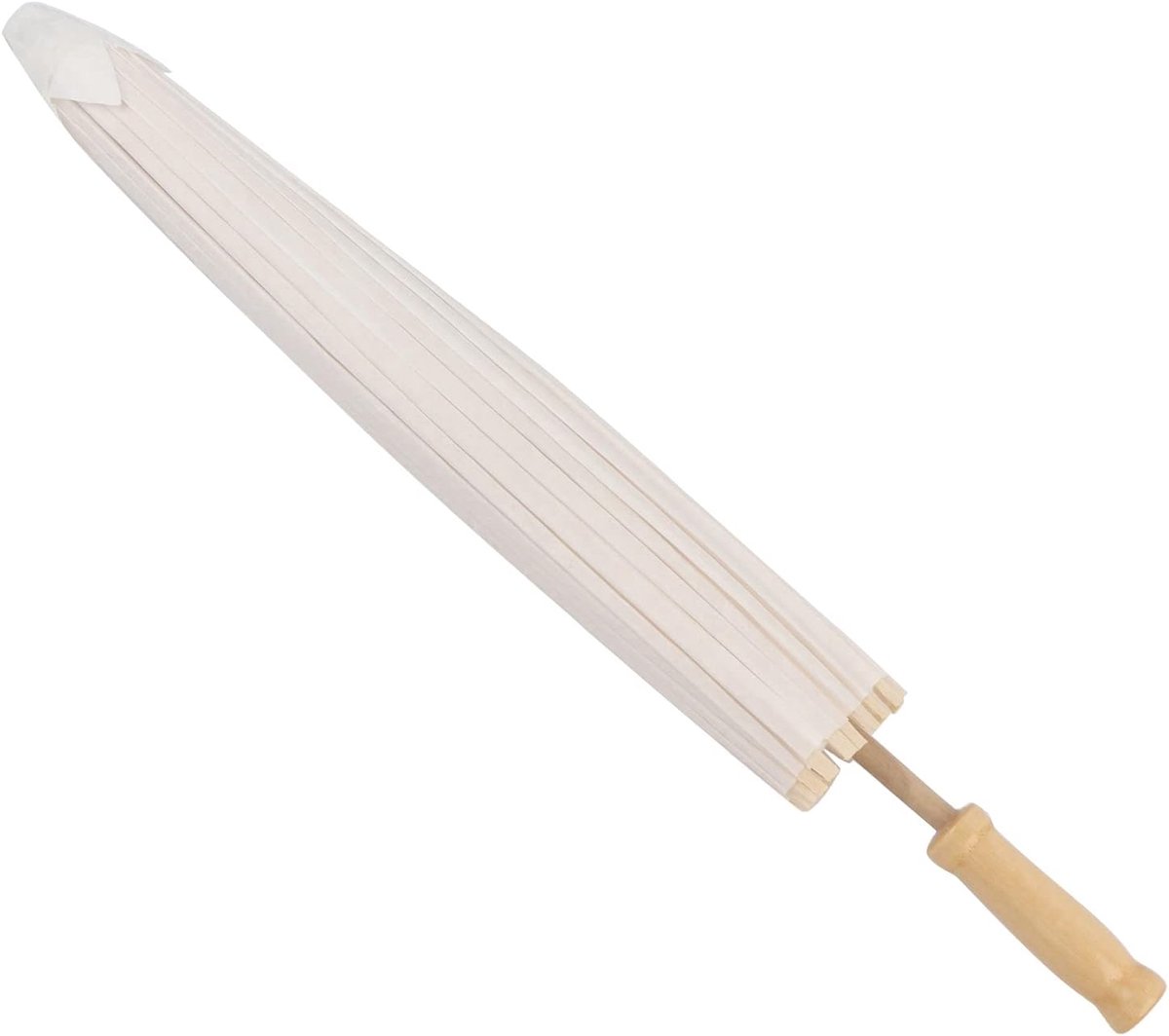 SnelShoppen - Handgemaakte Chinese Papieren Paraplu - Witte Decoratieve Paraplu voor Dans, Bruiloft, Fotografie - 20cm Radius van Bamboe en Tissue Pap