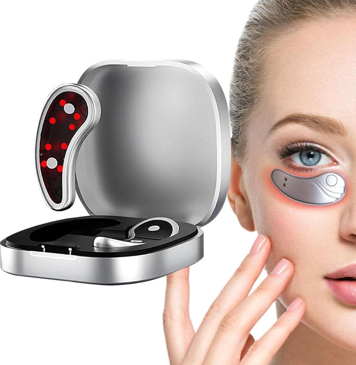 Oplaadbaar LED-oogmasker met rood licht | Draadloze oogpods met 3 standen en timer voor alle huidtypen | Huidversteviging | Thuis, Slaapkamer, Slaap, Lezen, Massage