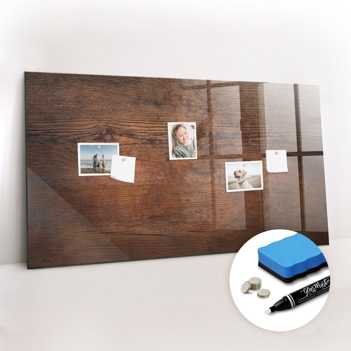 Tulup Whitebord - Rustiek oud hout - 120 x 60 cm - Bruin Magnetisch Bord Kind - Gratis 5 Sterke Magneten + Whiteboard Marker & Wisser - Interieur Accessoires Kantoor - Magnetic Board - Ideeënbord Thuiswerkplek