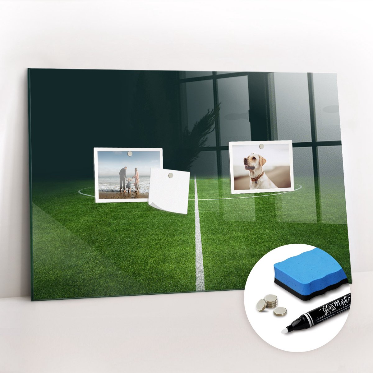 Tulup Whitebord - Voetbalveld - 60 x 40 cm - Groente Magnetic Board - Gratis 5 Sterke Magneten + Whiteboard Marker & Wisser - Stylish Memo Board - Memo Bord - Organiseer Je Bureau