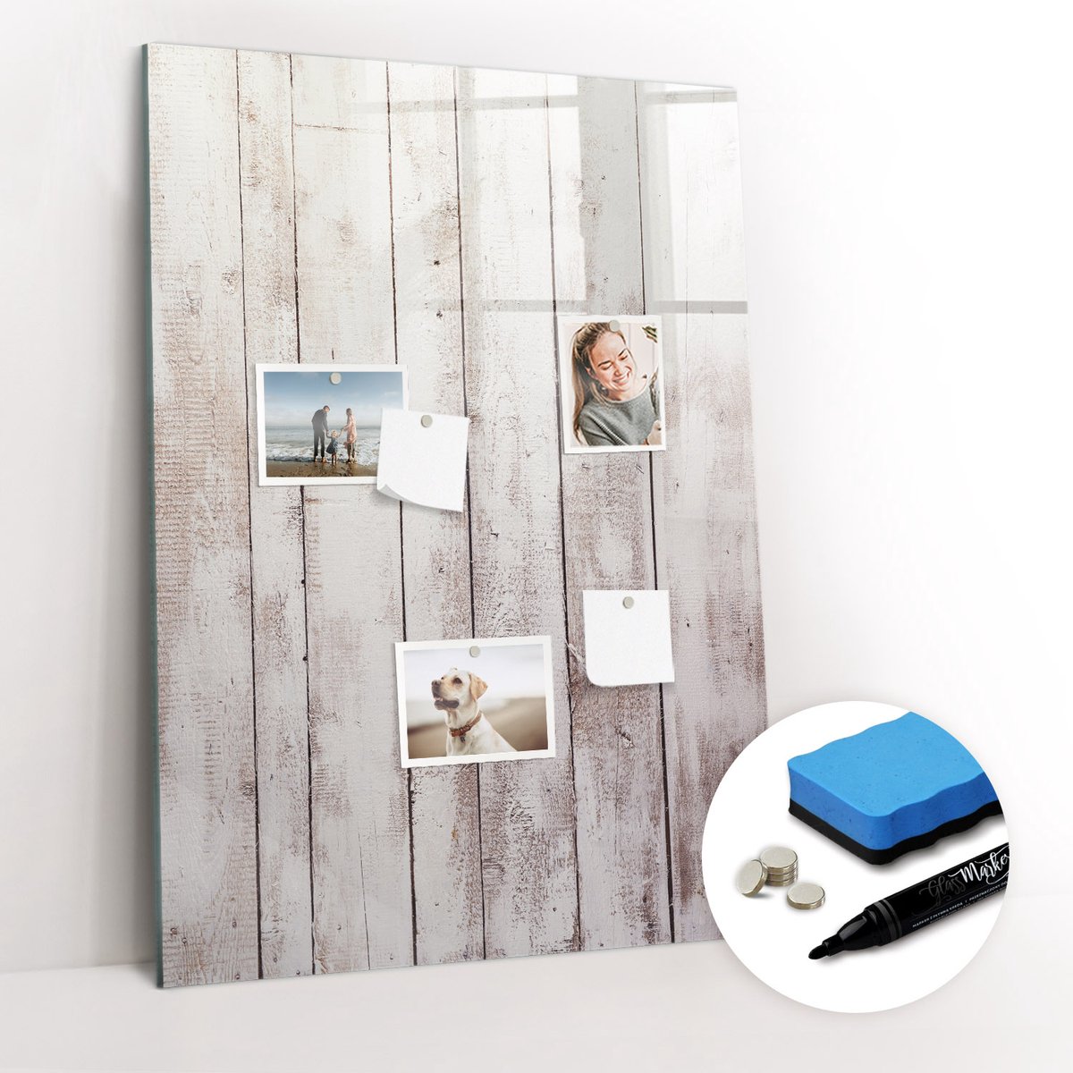 Tulup Whitebord - Klassieke houten planken - 70 x 100 cm - Wit Magnet Board - Gratis 5 Sterke Magneten + Whiteboard Marker & Wisser - Minimalistisch Prikbord - Memobord Magnetisch - Planning Muur
