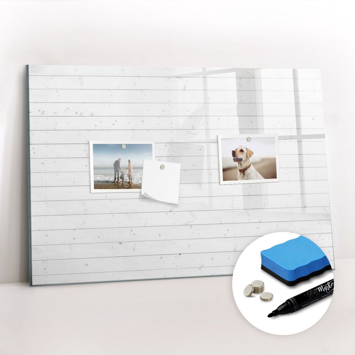 Tulup Whitebord - Patroon van houten panelen - 60 x 40 cm - Wit Magnetisch Wandbord - Gratis 5 Sterke Magneten + Whiteboard Marker & Wisser - Minimalistisch Prikbord - Magneetbord Design - Notitiebord Werkplek