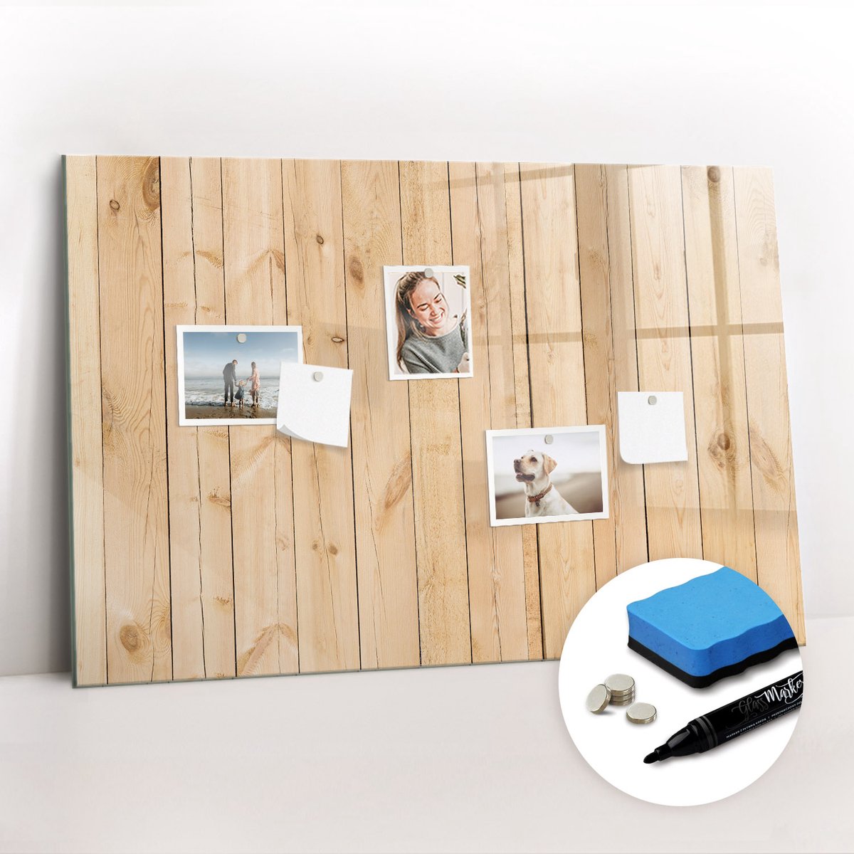 Tulup Whitebord - Lichtpanelen - 90 x 60 cm - Bruin Foto Magneetbord - Gratis 5 Sterke Magneten + Whiteboard Marker & Wisser - Interieur Accessoires Kantoor - Magnetisch Memobord - Productiviteit Tools