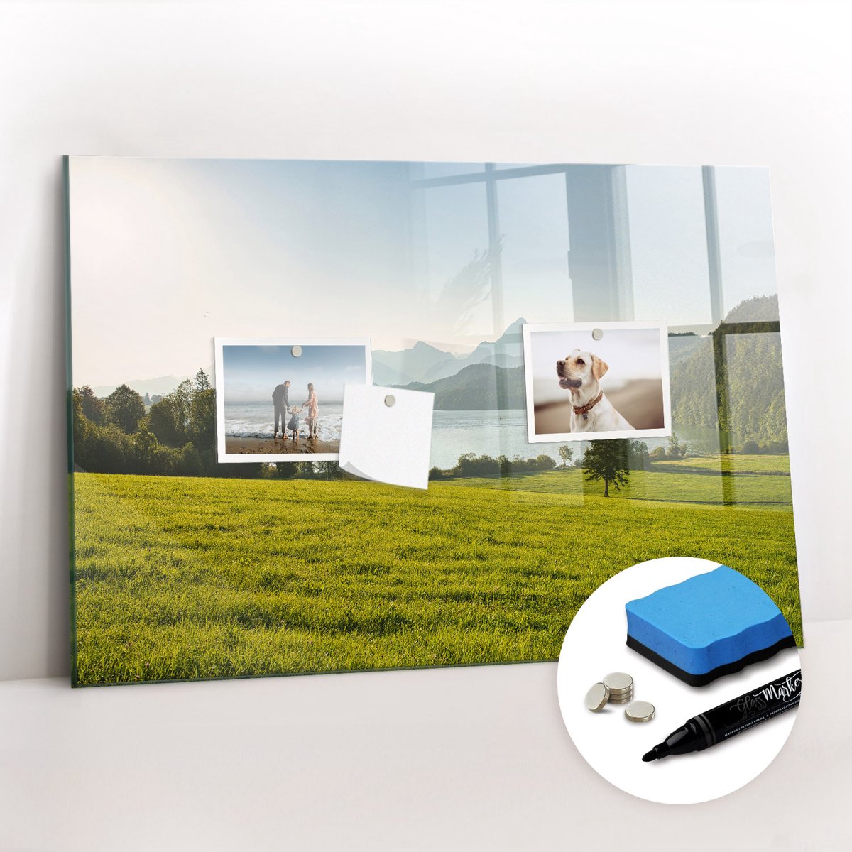 Tulup Whitebord - Bergveld - 60 x 40 cm - Groente Magneetbord Foto - Gratis 5 Sterke Magneten + Whiteboard Marker & Wisser - Minimalistisch Prikbord - Magnetisch Bord Kind - Planning Muur