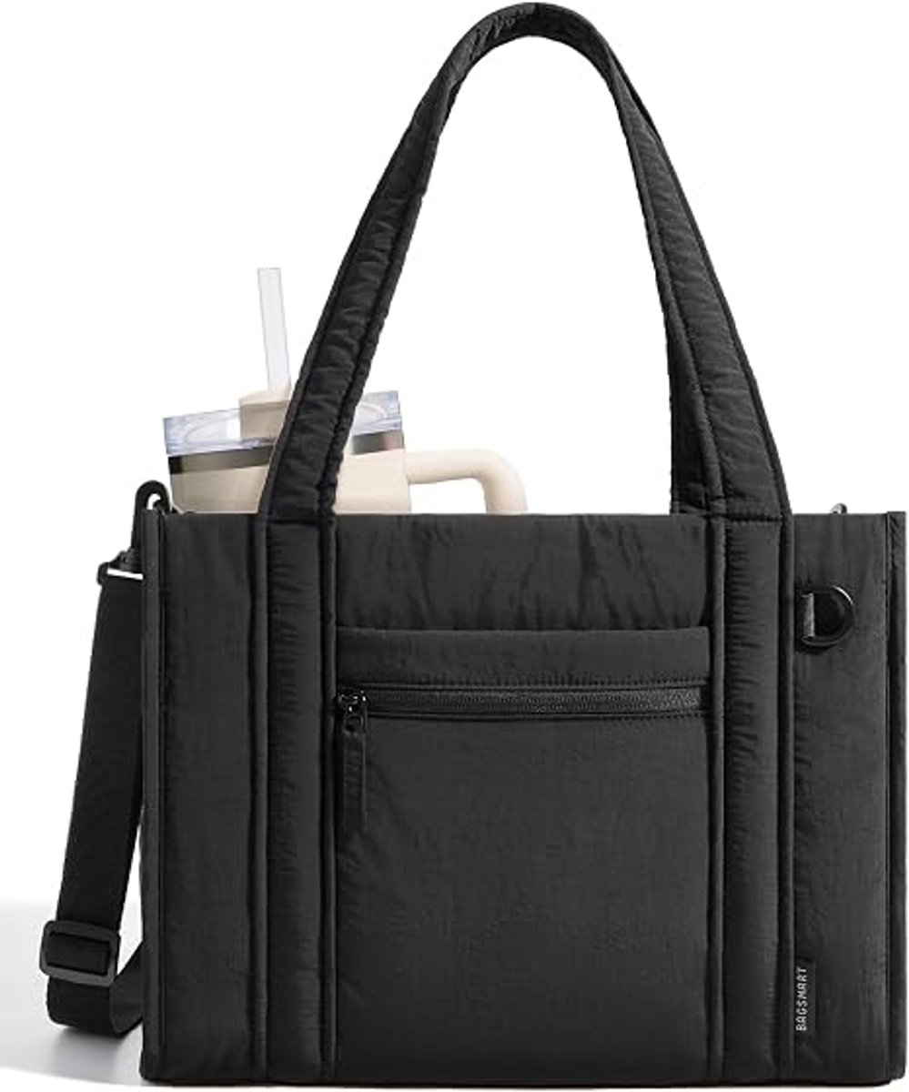 Boxy Tote Bag voor Dames - Crossbody Tas met Rits - Crush Bow Handtas voor Reizen, Werk, College - Zwart - 1 Stuk