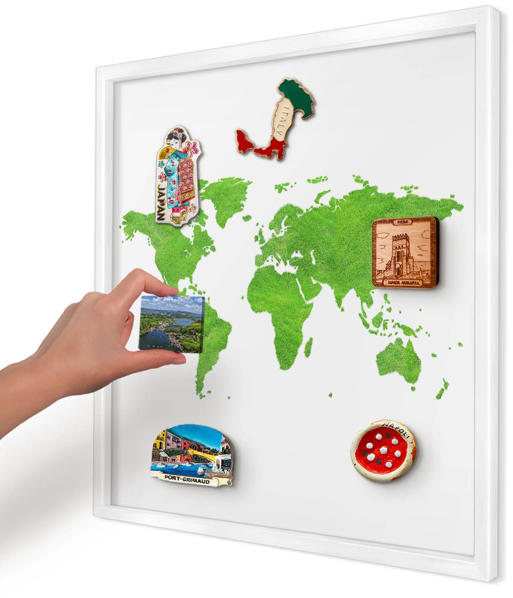 Artprintcave Groente Magneetbord mit Witte Lijst - 50x50 cm - Groene Kaart Magnetische Organizer - Minimalist Bord Voor Magneten - Kaarten