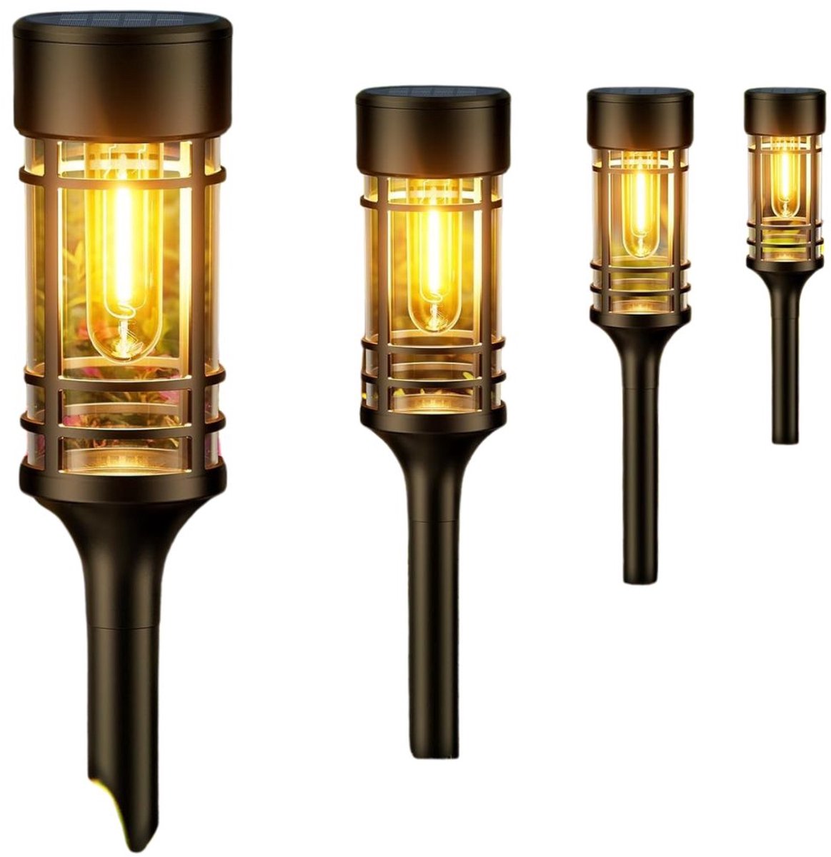 Zavio® Tuinverlichting op Zonne Energie - Solar Buitenlampen - Zwart