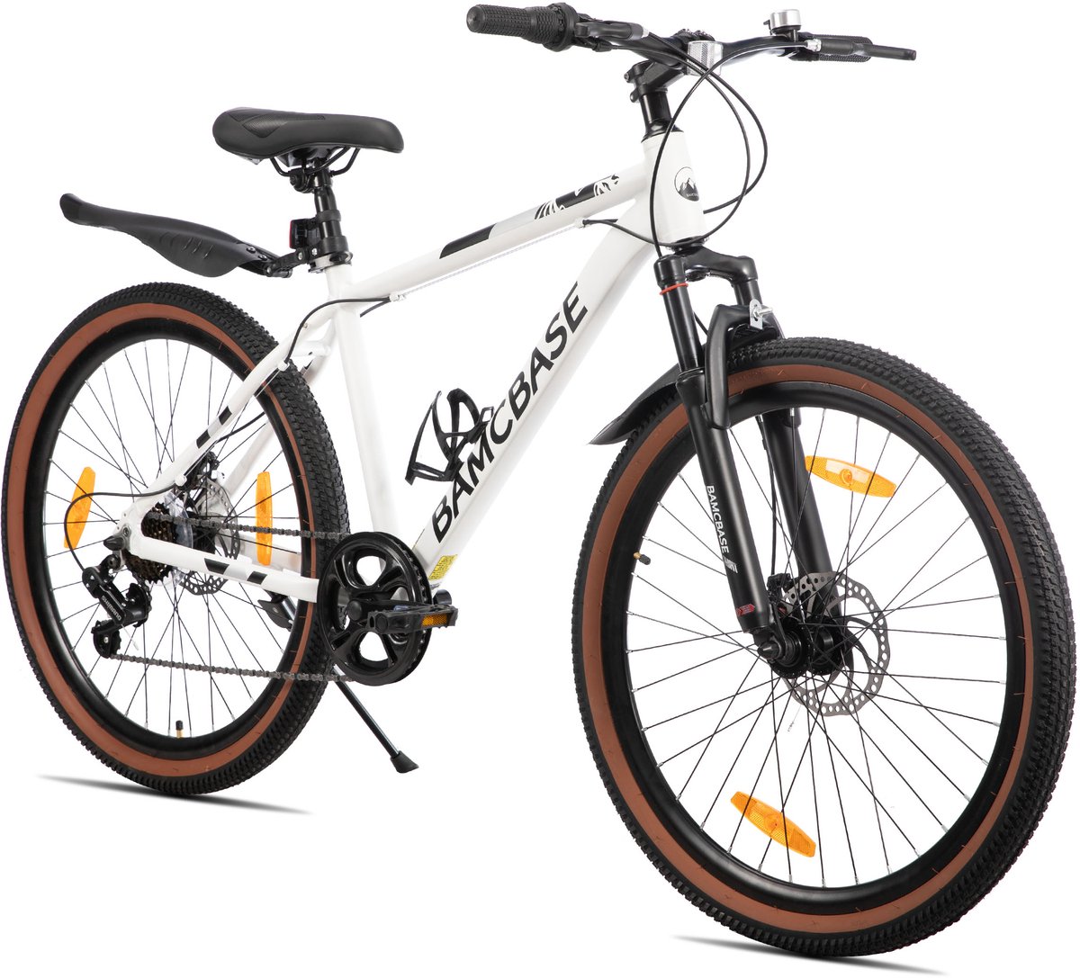 Hiland Bloomer 26 Inch Mountainbike 7 Versnellingen Hardtail MTB met Mechanische Schijfrem Aluminium Frame Unisex Volwassen Wit