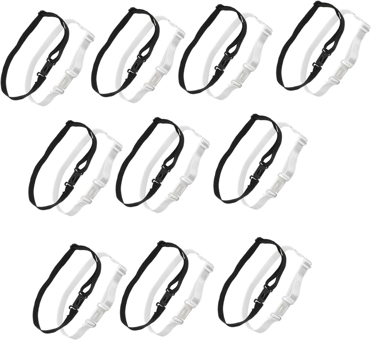 20 stuks elastische vliegenverlenging, banden van polyester, verstelbaar, voor vliegen van elke maat, zwart en wit - ShopVlot