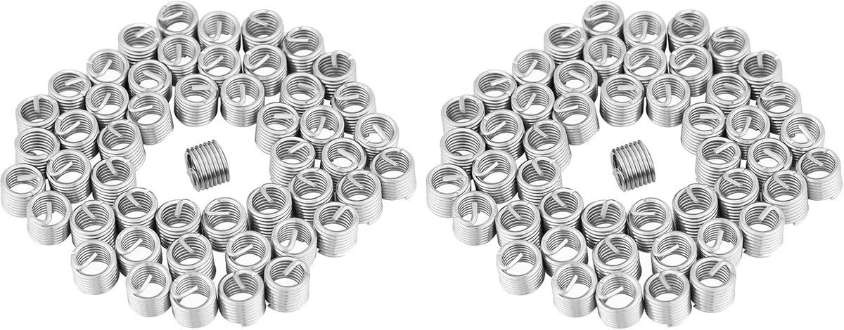 SnelShoppen - 100 Stuks Draad Inserts, RVS Gewikkelde Schroefdraad Spiral Schroef M8 X 1.25 X 1.5D Lengte - Voor Herstel van Beschadigde Schroefgaten