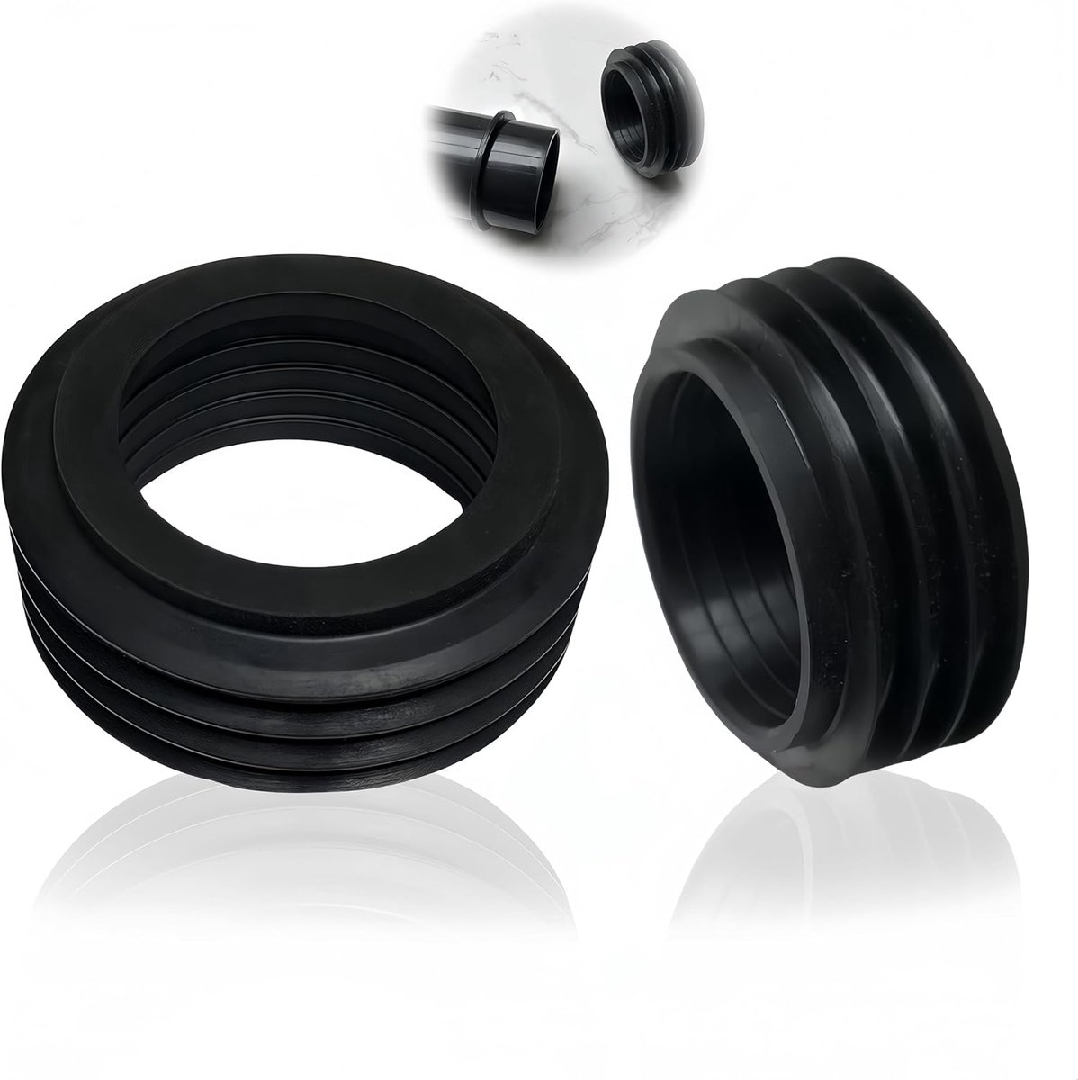 SnelShoppen - Flushpijpverbinding afdichting voor inbouwreservoir, rubber manchet, binnen Ø 36-45 mm, buiten Ø 60 mm, hoogte 26 mm, universele toilet