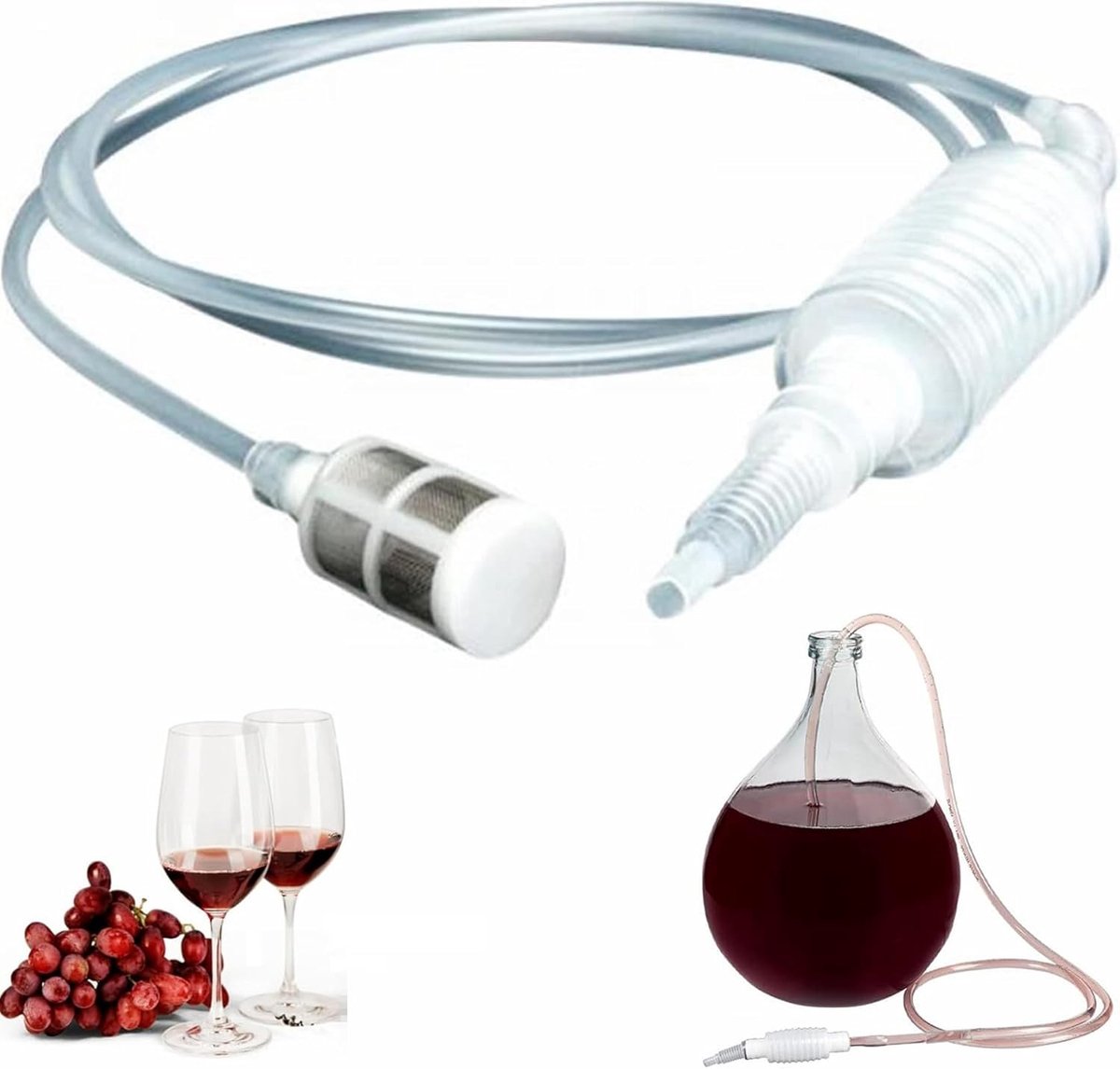 SnelShoppen - Handmatige Siphonfilterbuis - Herbruikbare Wijnfilter Siphonbuis voor Wijn en Bier - Hoogwaardige PP en Silica Gel - Ideaal voor Thuisbr