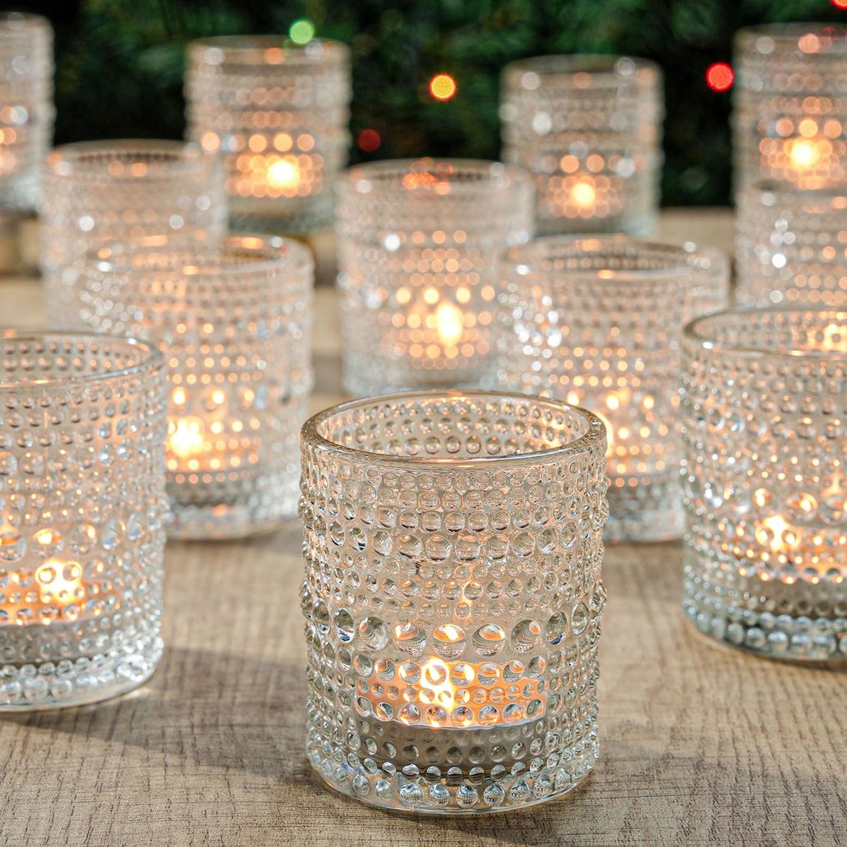 Omgoods - Set van 36 Duidelijke Glas Votief Kandelaars voor Tafeldecoratie