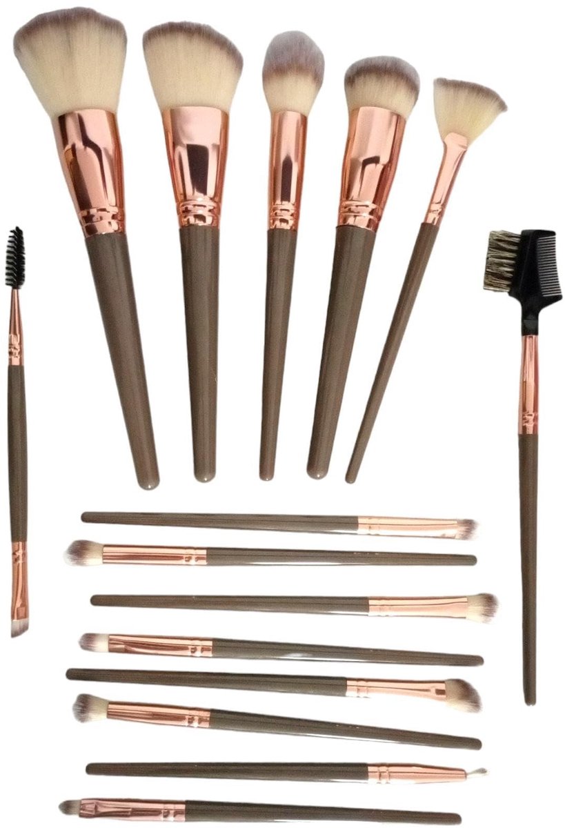 Omgoods - Professionele 15-delige Make-up Borstel Set met PU Leren Tas
