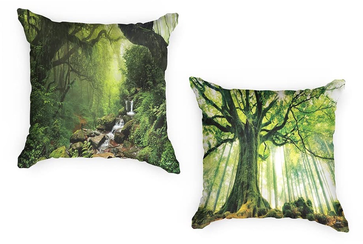 Omgoods - Set van 2 Waterdichte Kussenhoezen met Natuurlijke Bomen