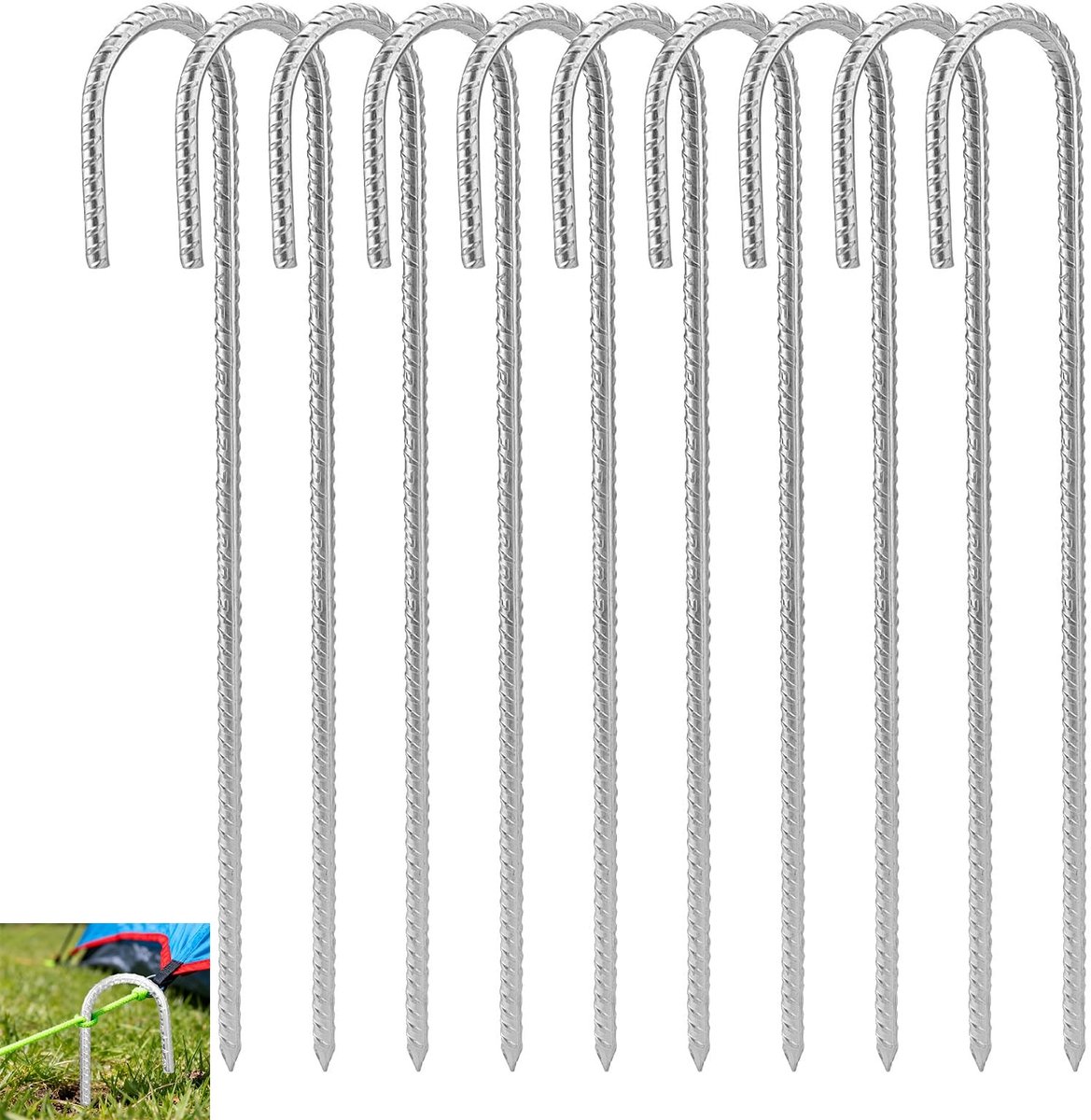 Omgoods - Set van 10 Gegalvaniseerde Stalen Tentpinnen 40cm