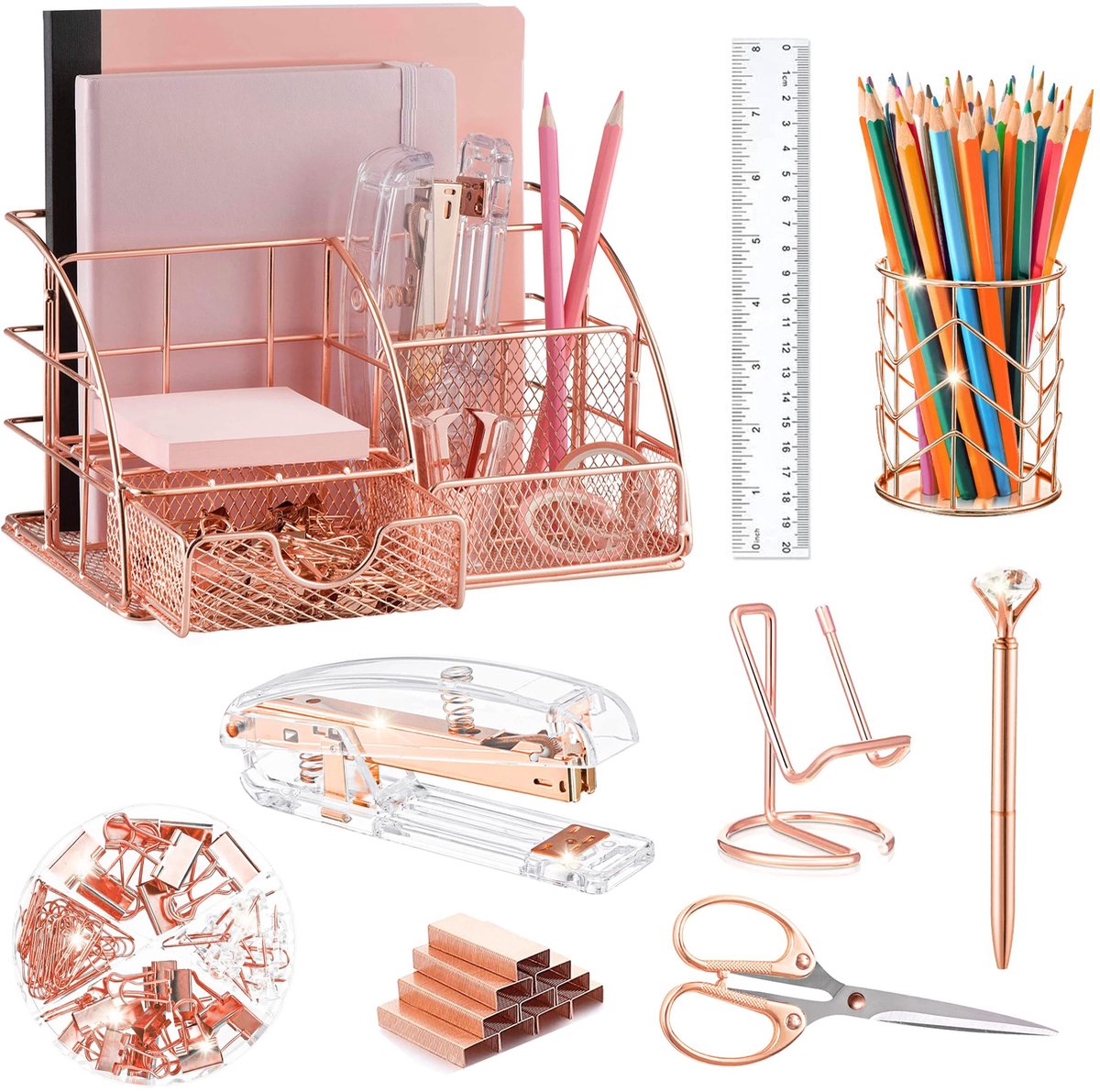 Omgoods - Complete Kantooraccessoireset in Roze Goud