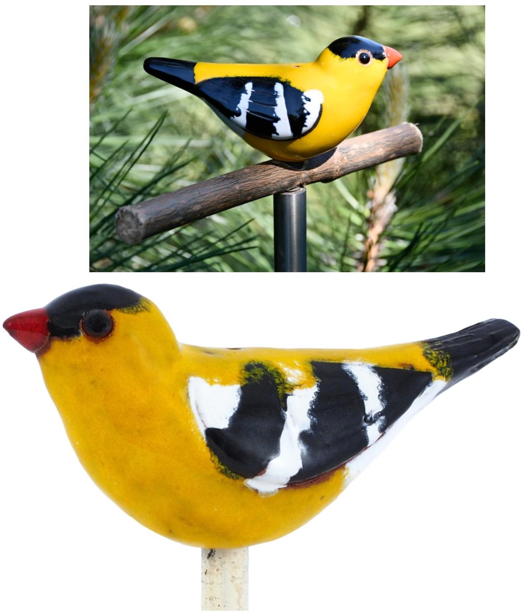 Omgoods- Tuinsteker Handgemaakt - Keramiek - Vorstbestendig - Tuindecoratie - Vogel-Tuinfiguren - Uniek Design - Tuinbeeld