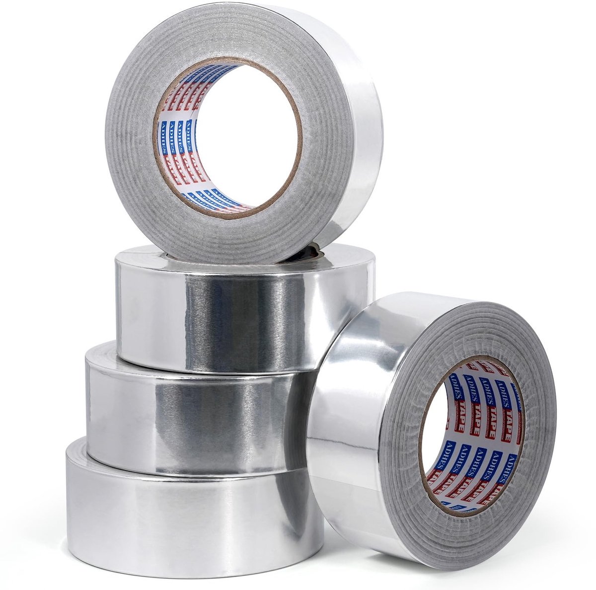 Omgoods - Aluminium Foil Tape voor Hittebestendige Toepassingen, 50 mm x 64 m, Set van 5 Rollen
