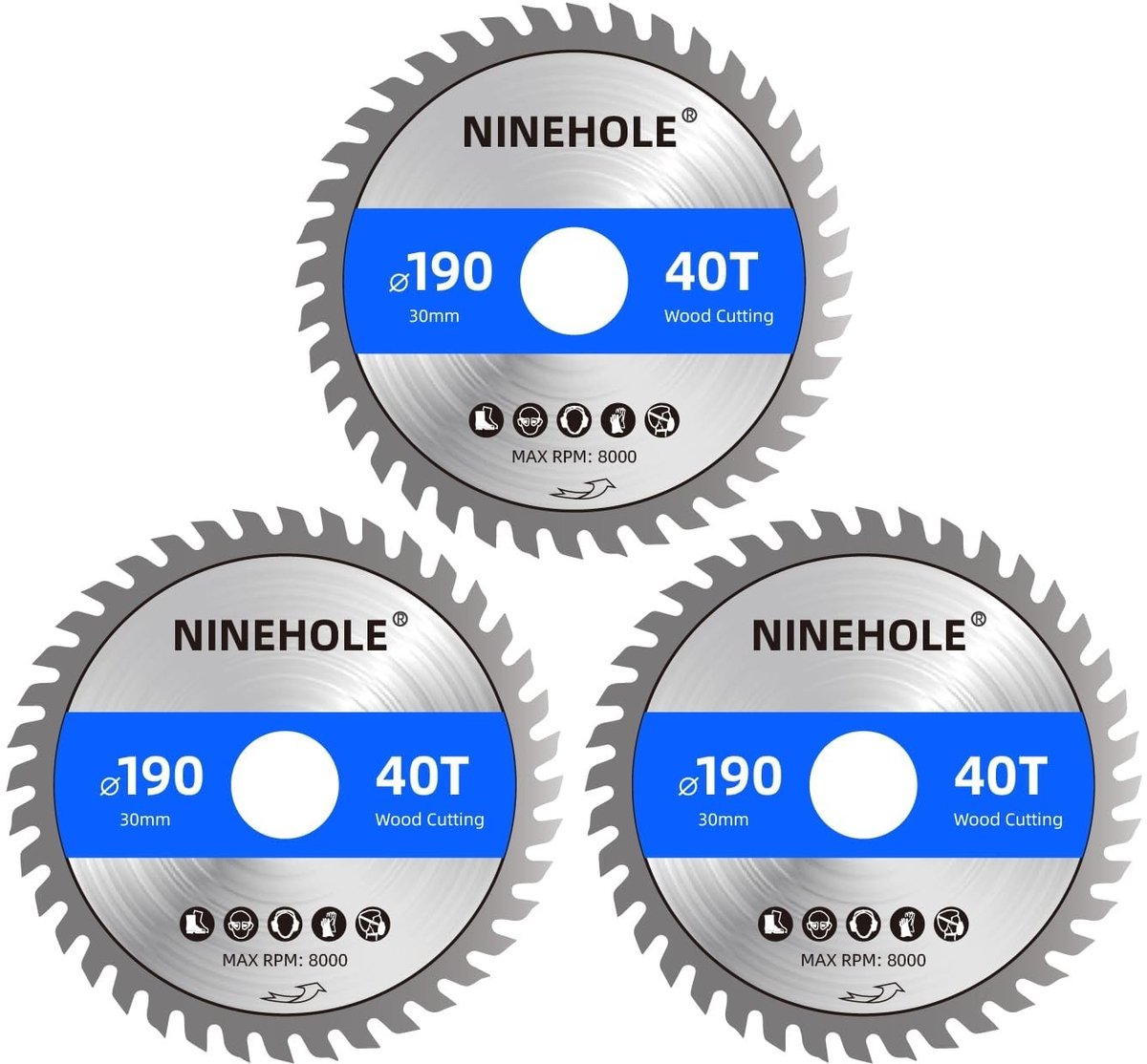 Omgoods - Set van 3 Cirkelzaagbladen 190 mm voor Houtbewerking