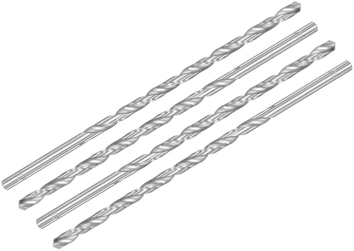 Omgoods - Set van 4 Spiral Boren, 6.5 mm x 200 mm, Hoogwaardig Staal