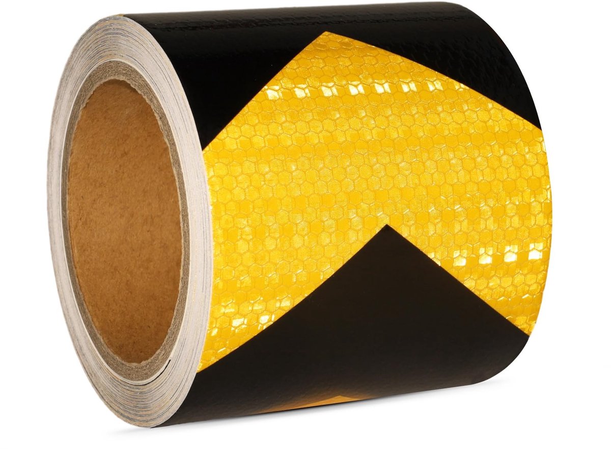 Omgoods - Reflecterende Zelfklevende Tape Geel en Zwart 20 m x 10 cm Waterdicht