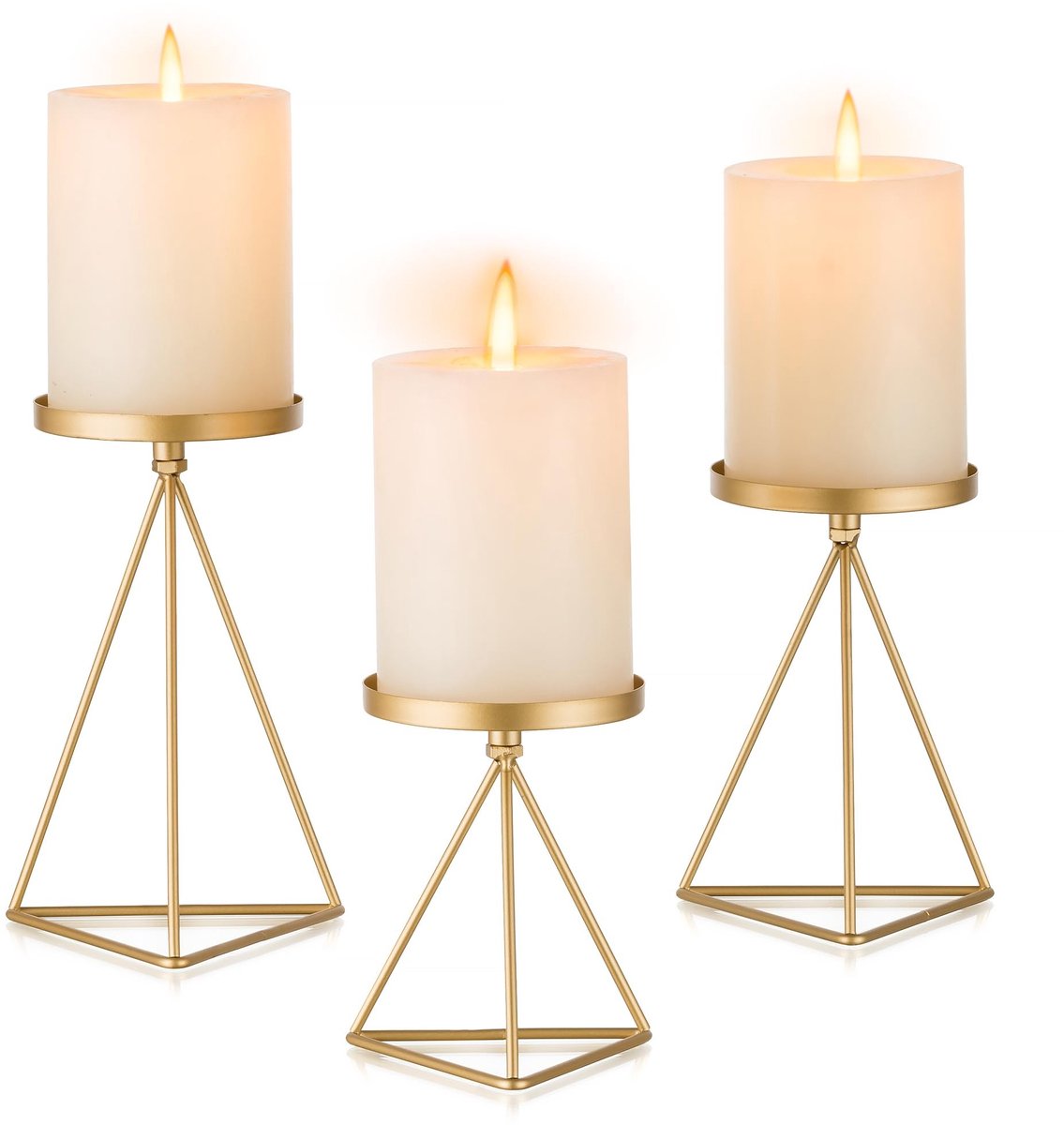 Omgoods - Set van 3 Gouden Kaarsenhouders voor Table Decoratie