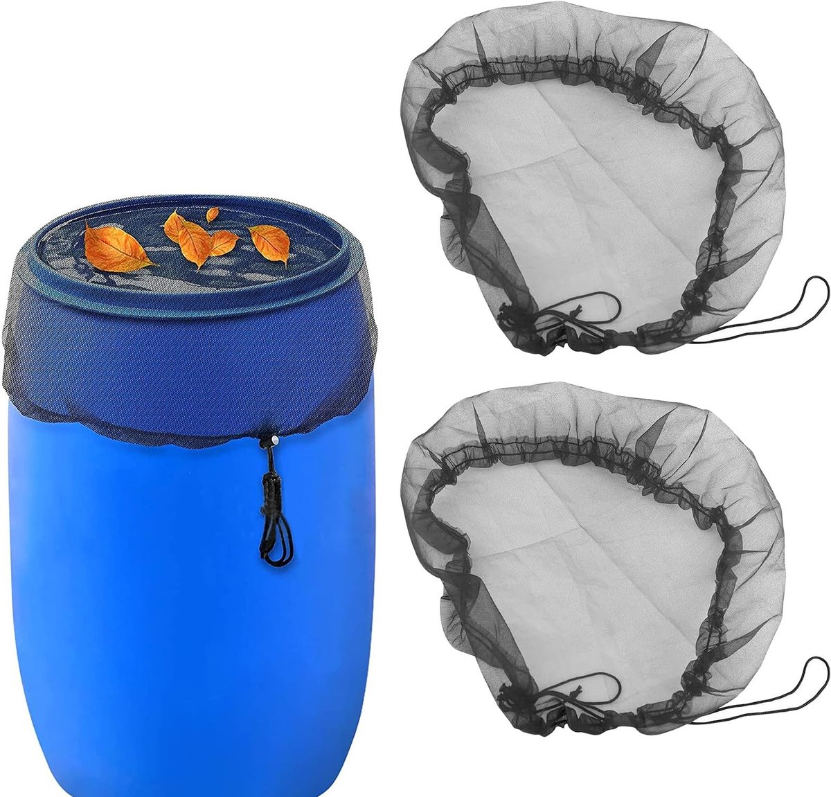 Omgoods - 2 stuks verstelbare emmernethoezen met trekkoord voor regentonnen