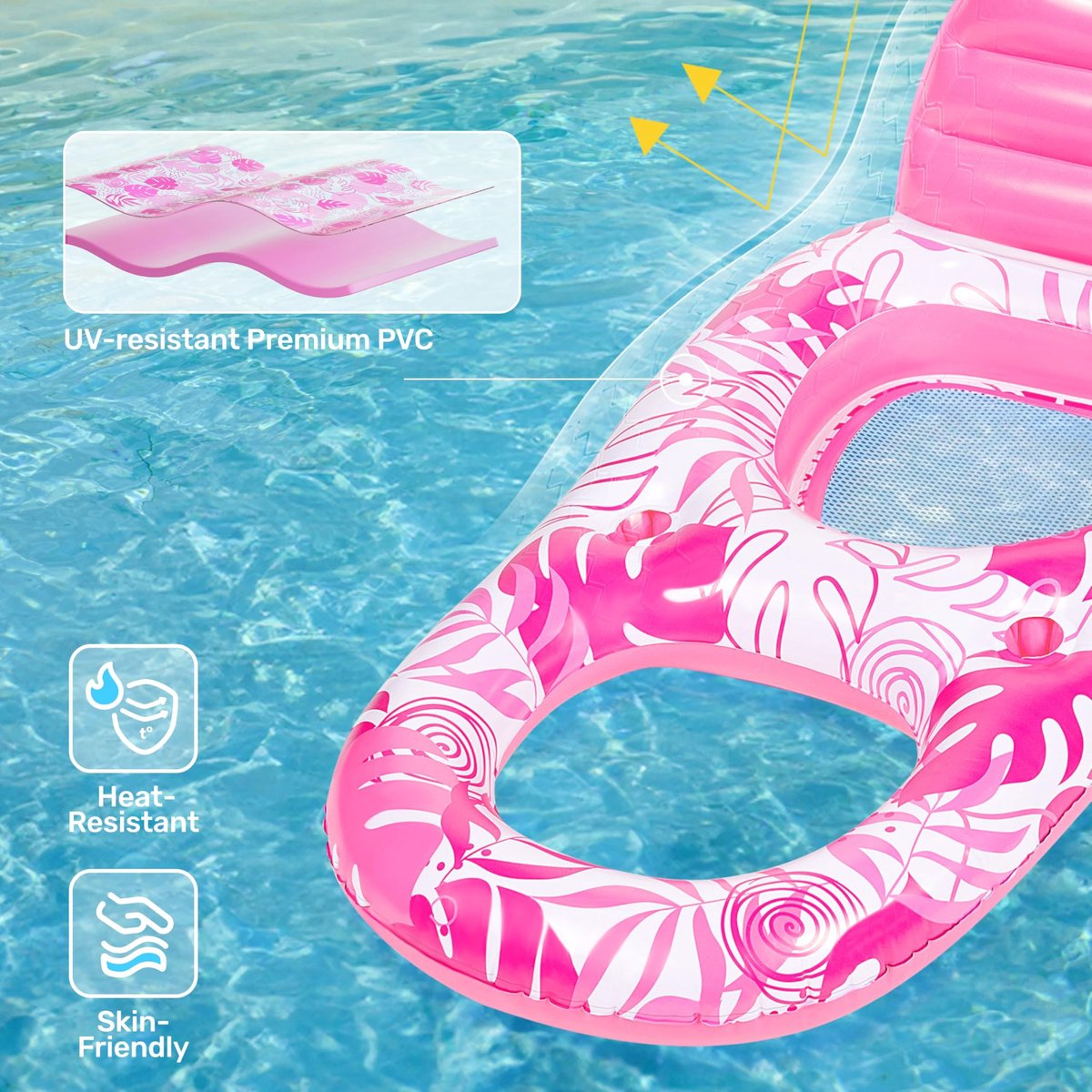 Omgoods - Opblaasbare Zwembad Lounge Float met Bekerhouders