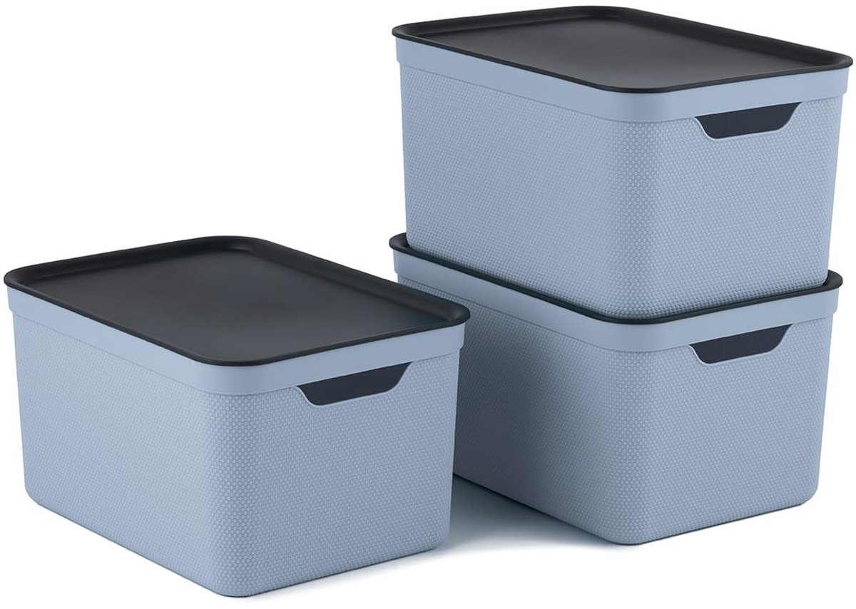 Omgoods - Set van 3 Decoratieve Opbergdozen met Deksel 16L