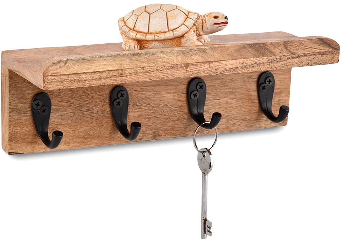 Omgoods - Rustieke Acacia Houten Sleutelhouder voor de Muur