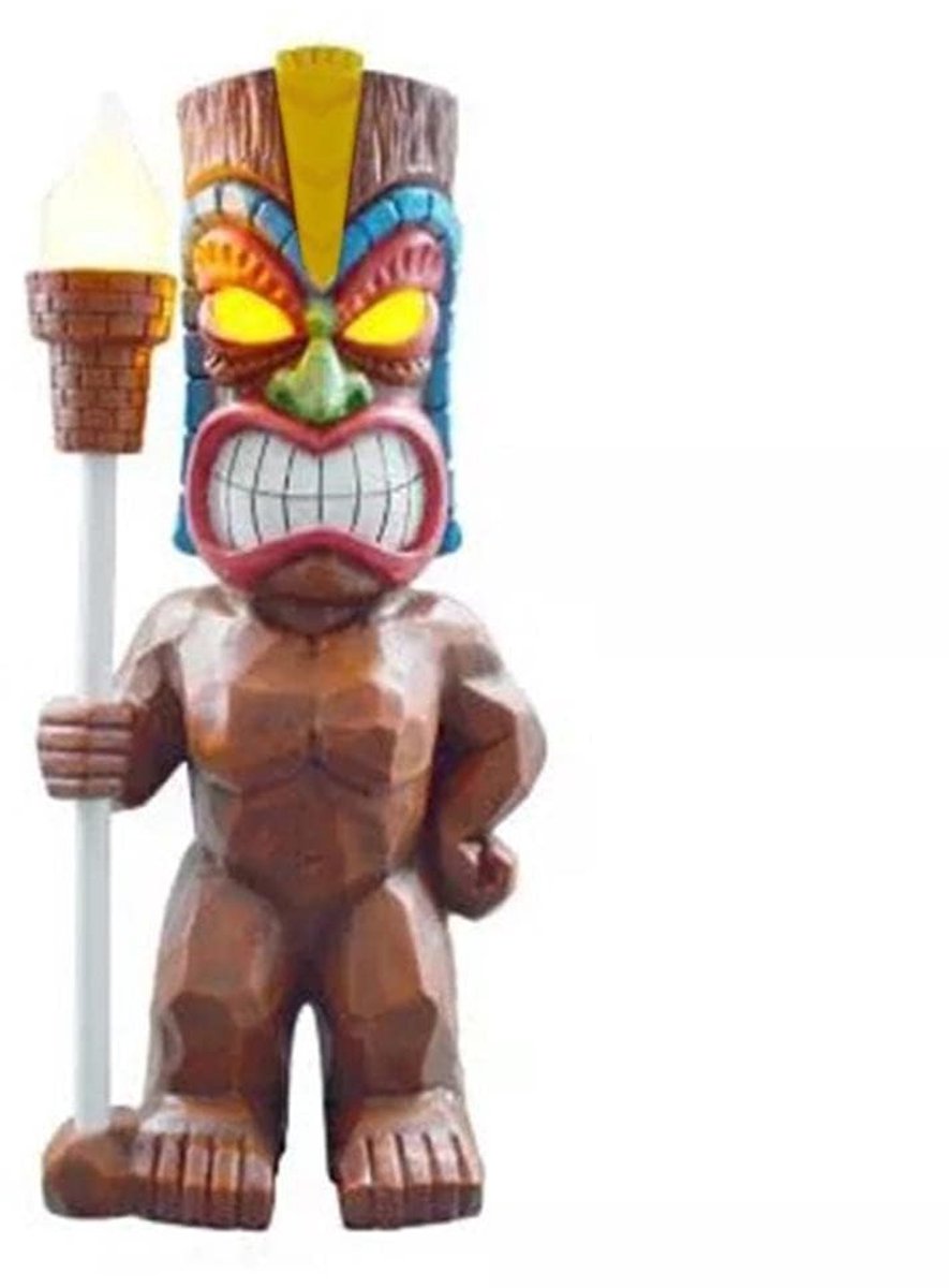 Omgoods- Tiki Standbeeld met Zonne-licht - Tuinbeeld - Zonnelantaarn - Waterdicht - Hars - Decoratie voor Veranda/Gazon - Tuinlamp