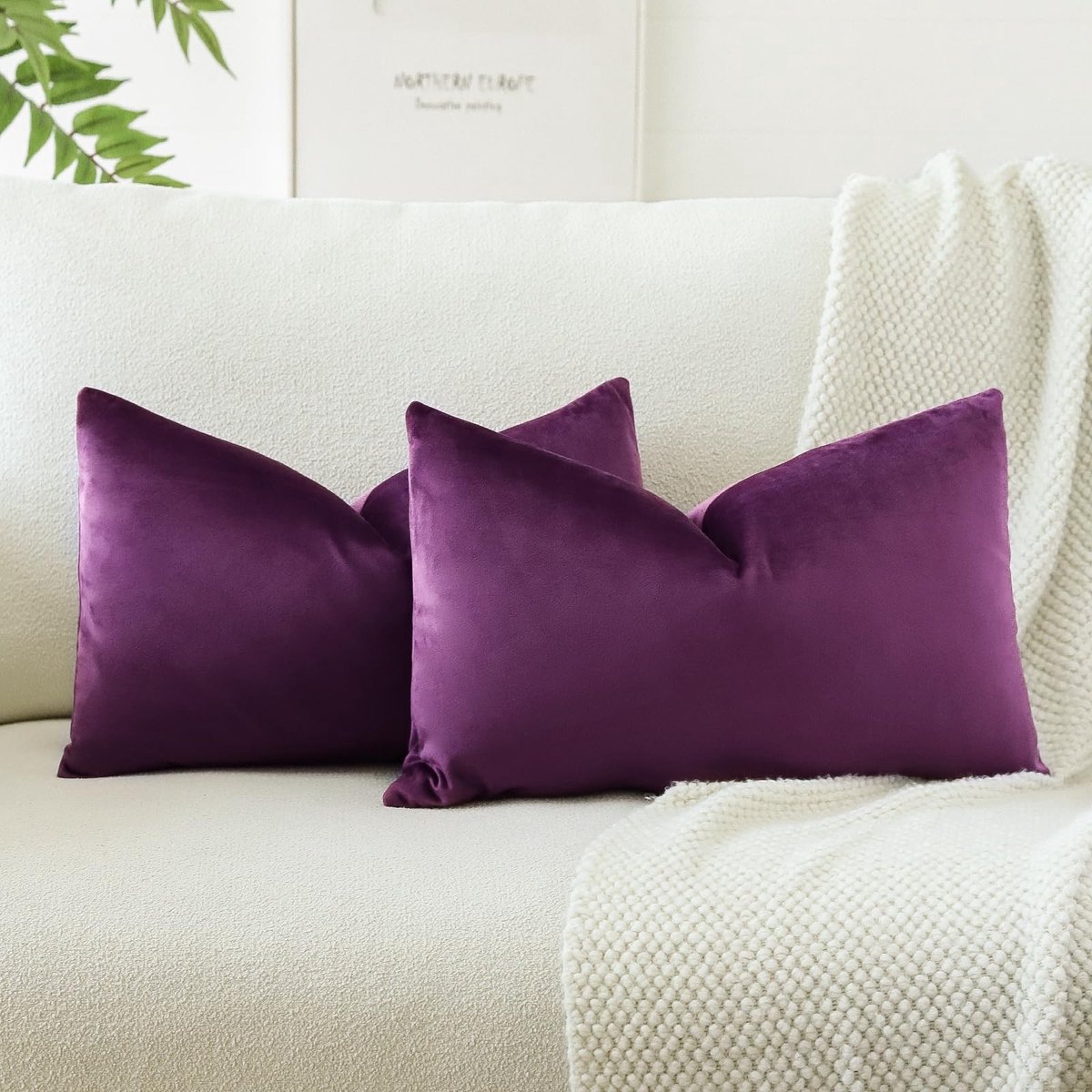 Omgoods - Velvet Kussensloop Set van 2 40 x 60 cm in Aubergine Paars