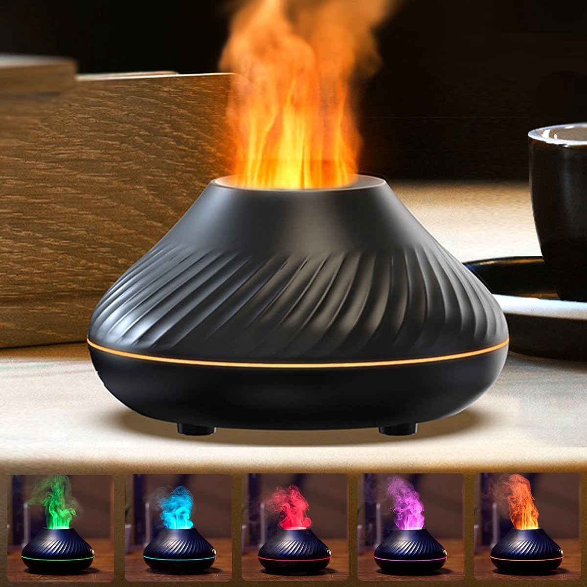 Omgoods - Multifunctionele Aroma Diffuser met Nachtlampje en Vernevelaar Zwart