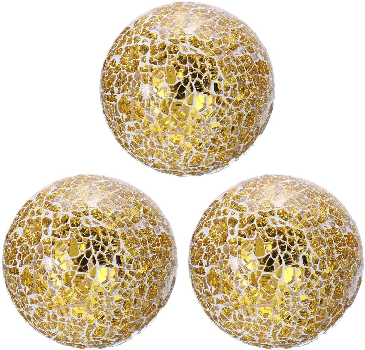 Omgoods - Set van 3 Decoratieve Glazen Bollen in Goudkleur
