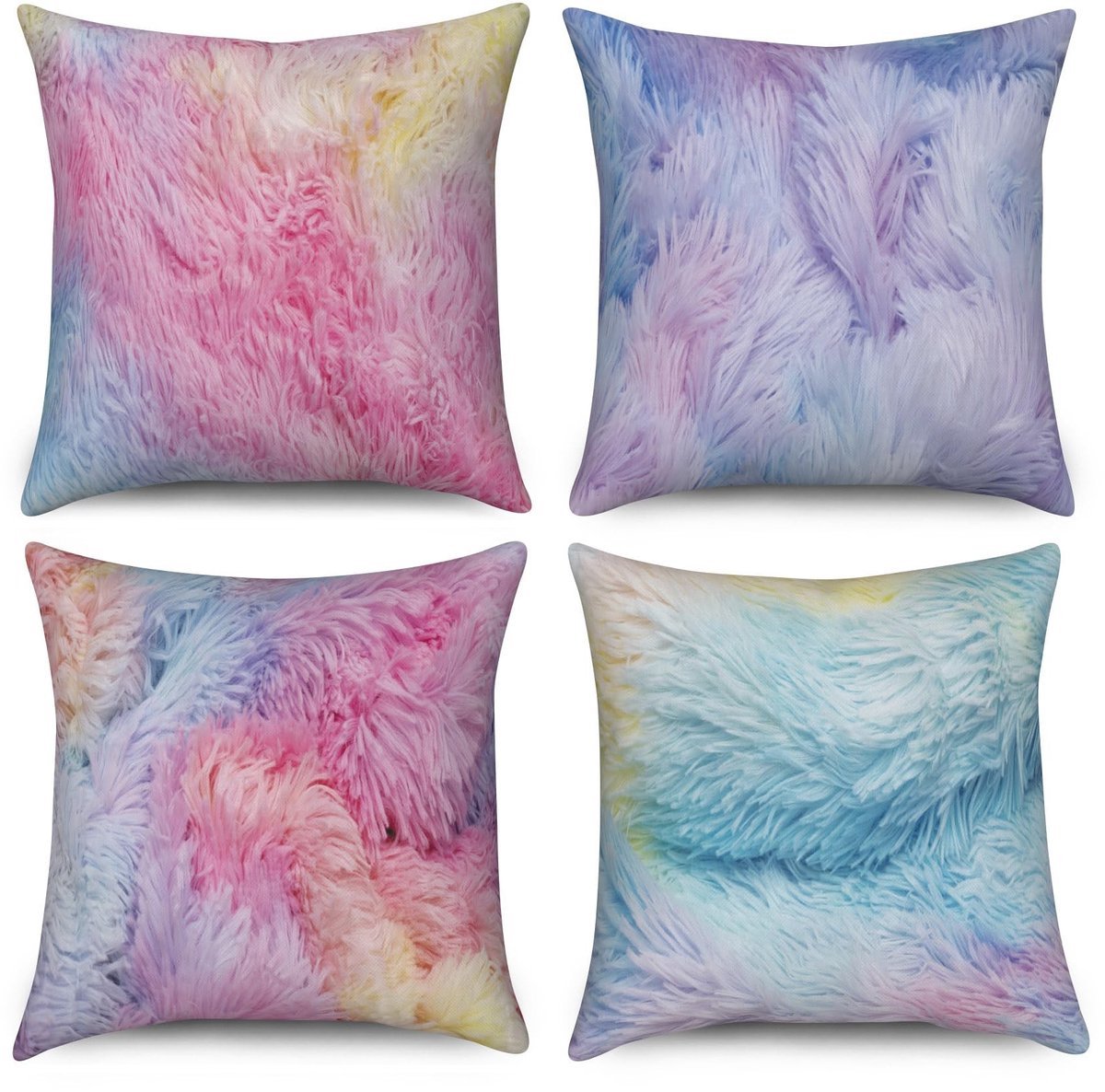 Omgoods - Set van 4 Kussenhoezen met Kleurrijke Patronen 40 x 40 cm