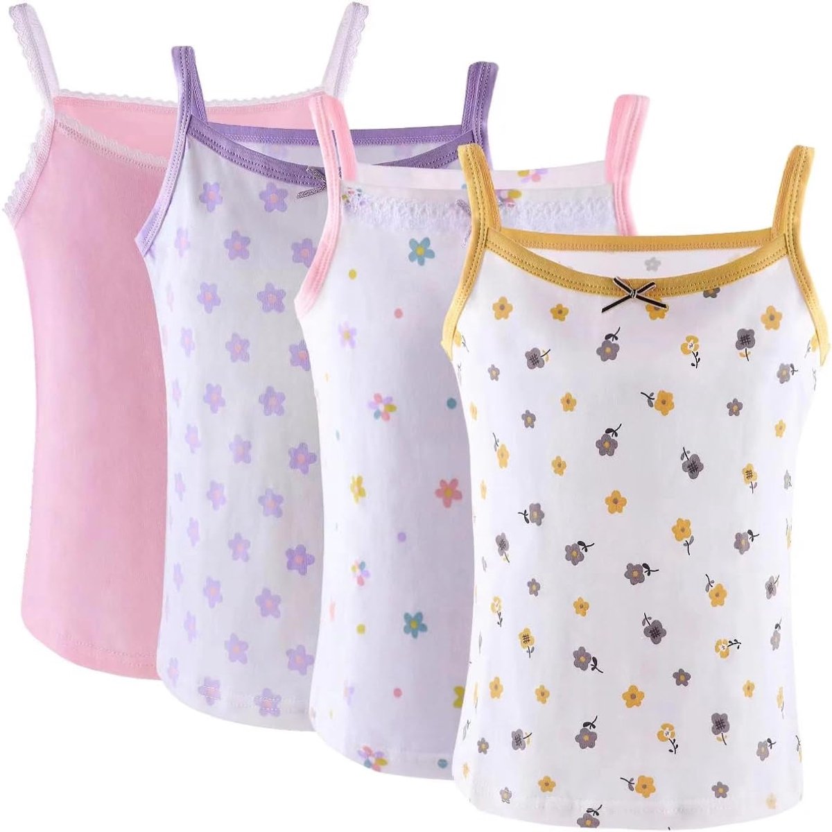 Onderhemden voor meisjes, katoenen hemdje/tanktops voor 2-12 jaar elasticiteit cami-vesten 4 stuks