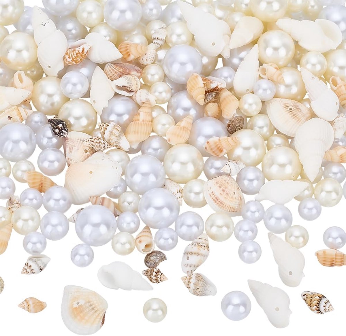 tafeldecoratiekralen, zomerse vazenvulling, kleurrijke oceaanmotieven, spiraalvormige schelpen, strand, kunststof kralen, kleine ronde ballen, kaarsenkralen voor vaas, kaarsen