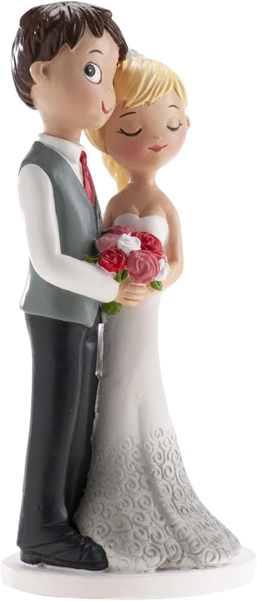 dekora Bruidspaar figuur voor bruidstaart - Hars decoratie 16 cm – Taartdecoratie voor bruiloft en jubileum – Origineel, gedetailleerd design – Voet geschikt voor voedselcontact