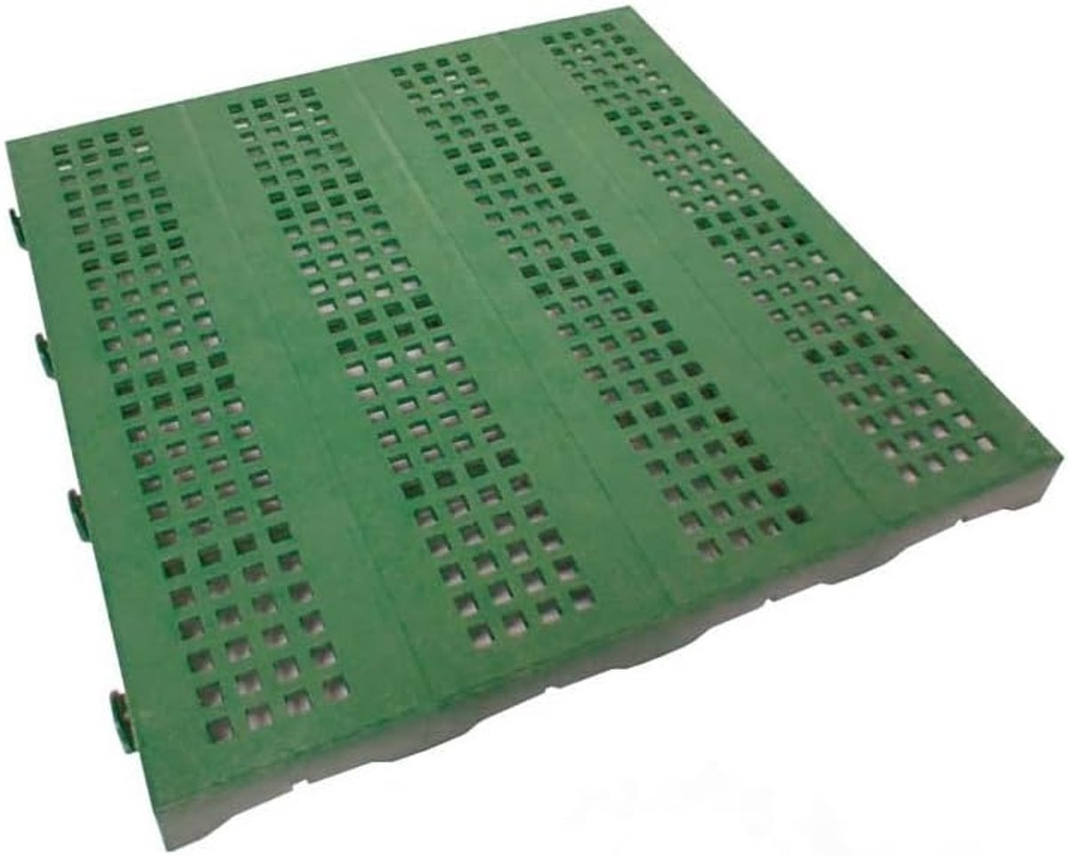 SnelShoppen - Plastic Tegels Voor Buiten en Tuin, 40 x 40 cm, Groen, Perforated, Set van 6 (Ongeveer 1 m²) - Ideaal Voor Feesten, Camping en Tuinieren